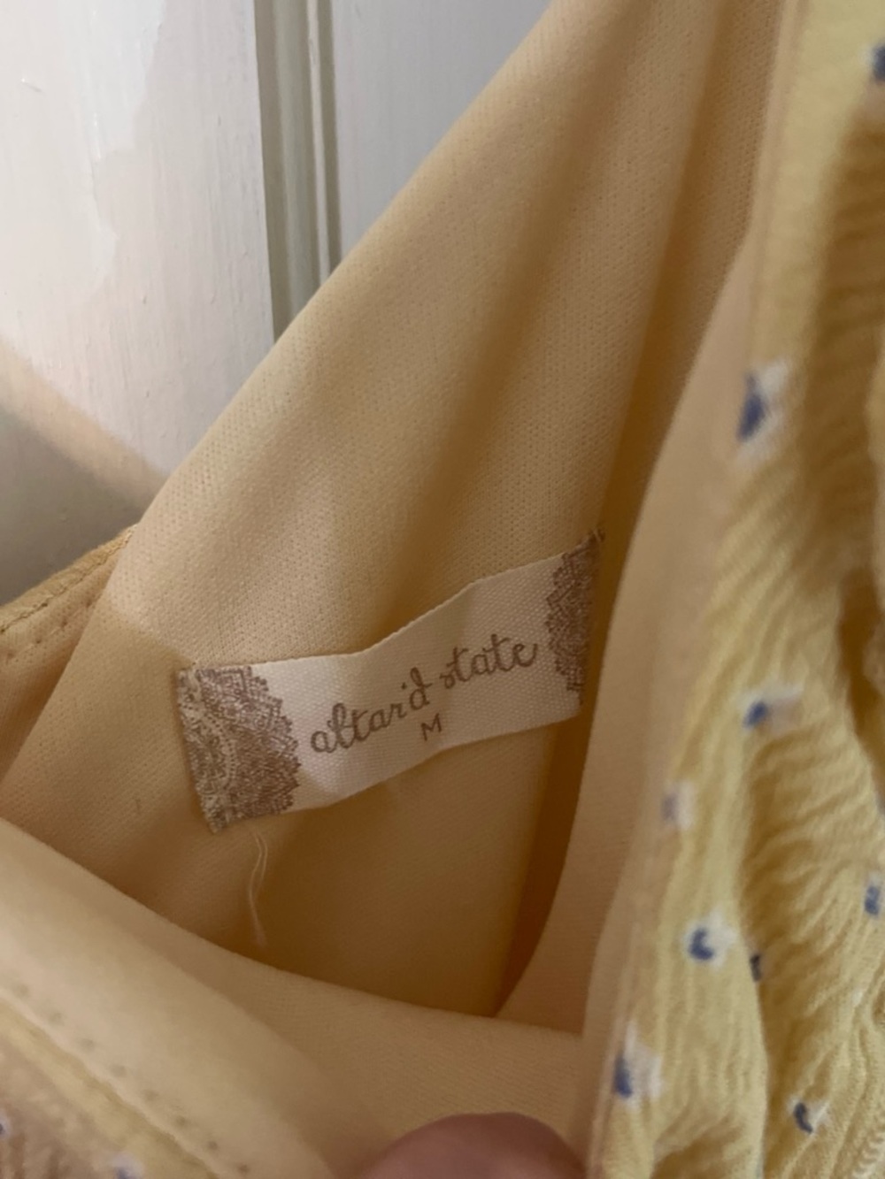 Altar'd State Pale Yellow Textured Dress